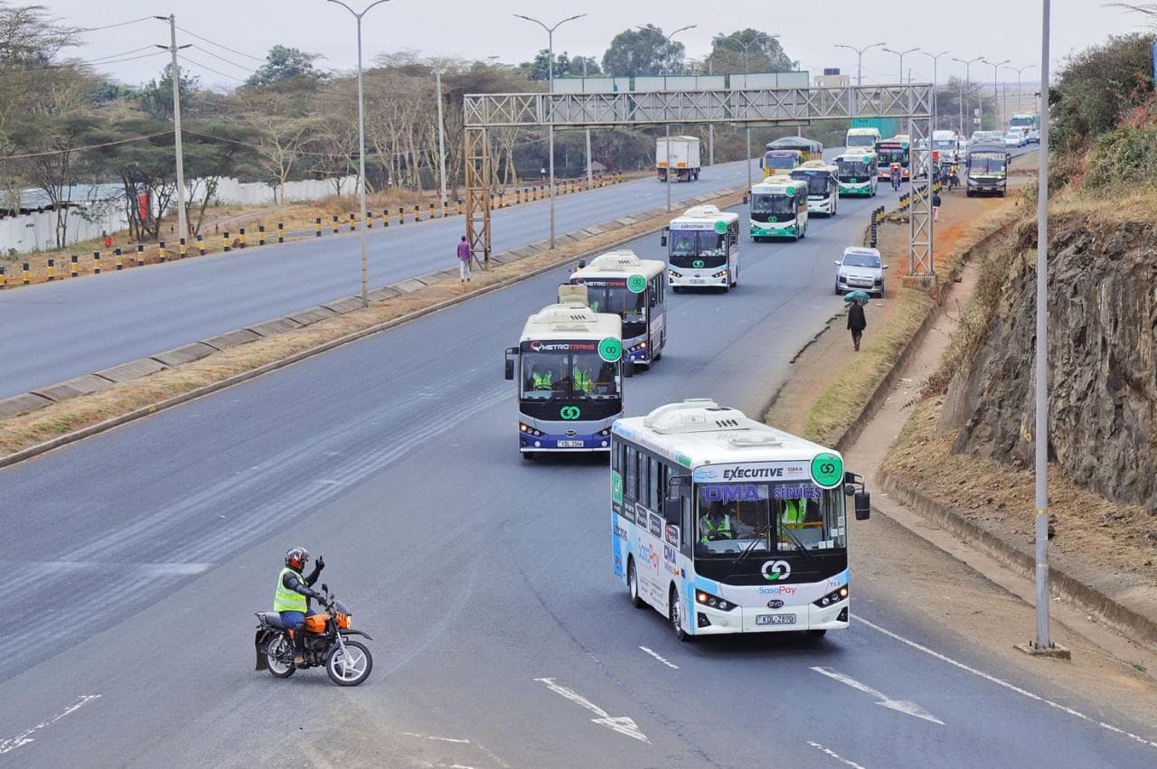 OMA electric bus on route
